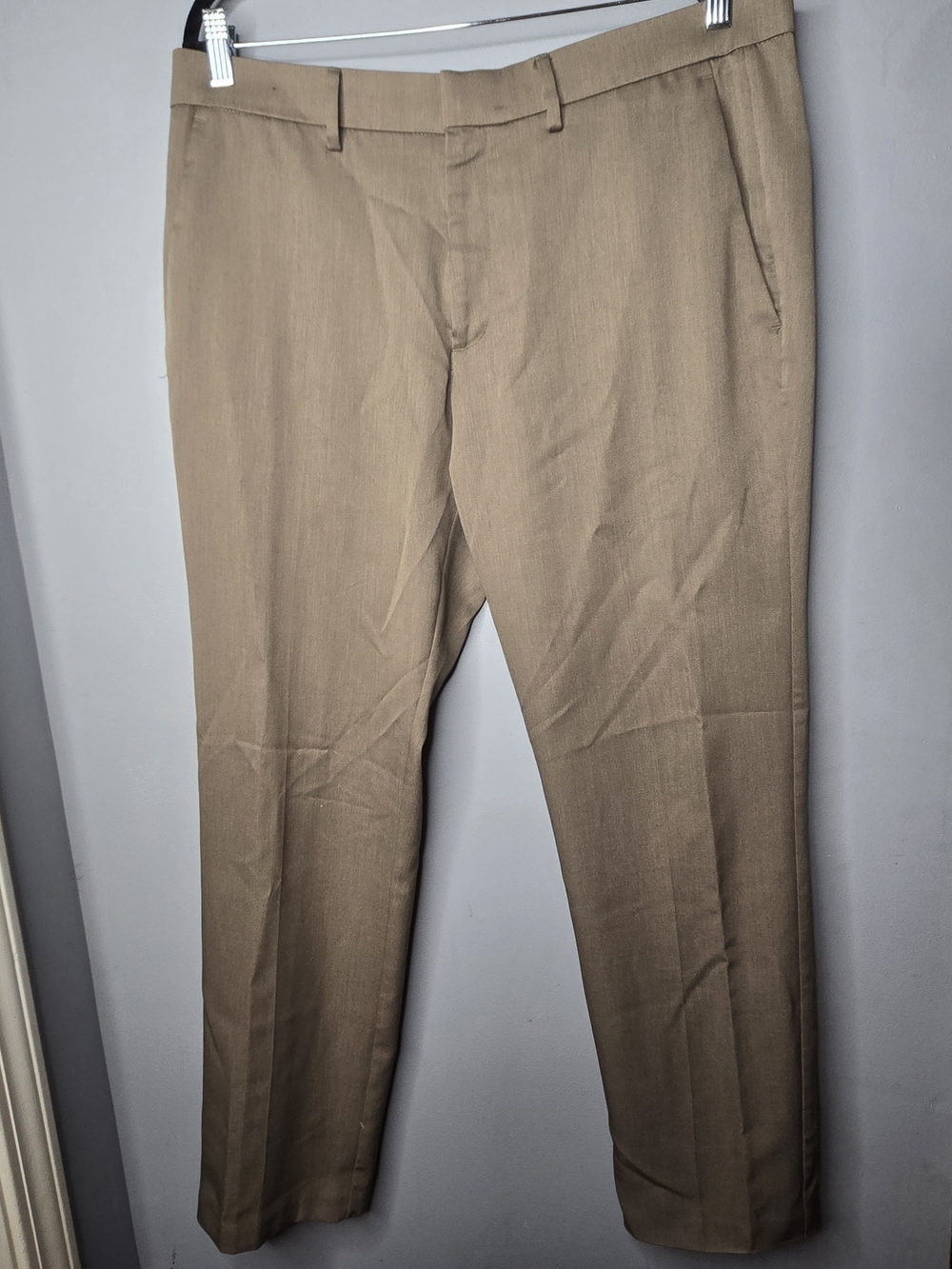 Reaction Kenneth Cole Dress Pants 36x30 Tan Khaki Flat Front Business Casual
